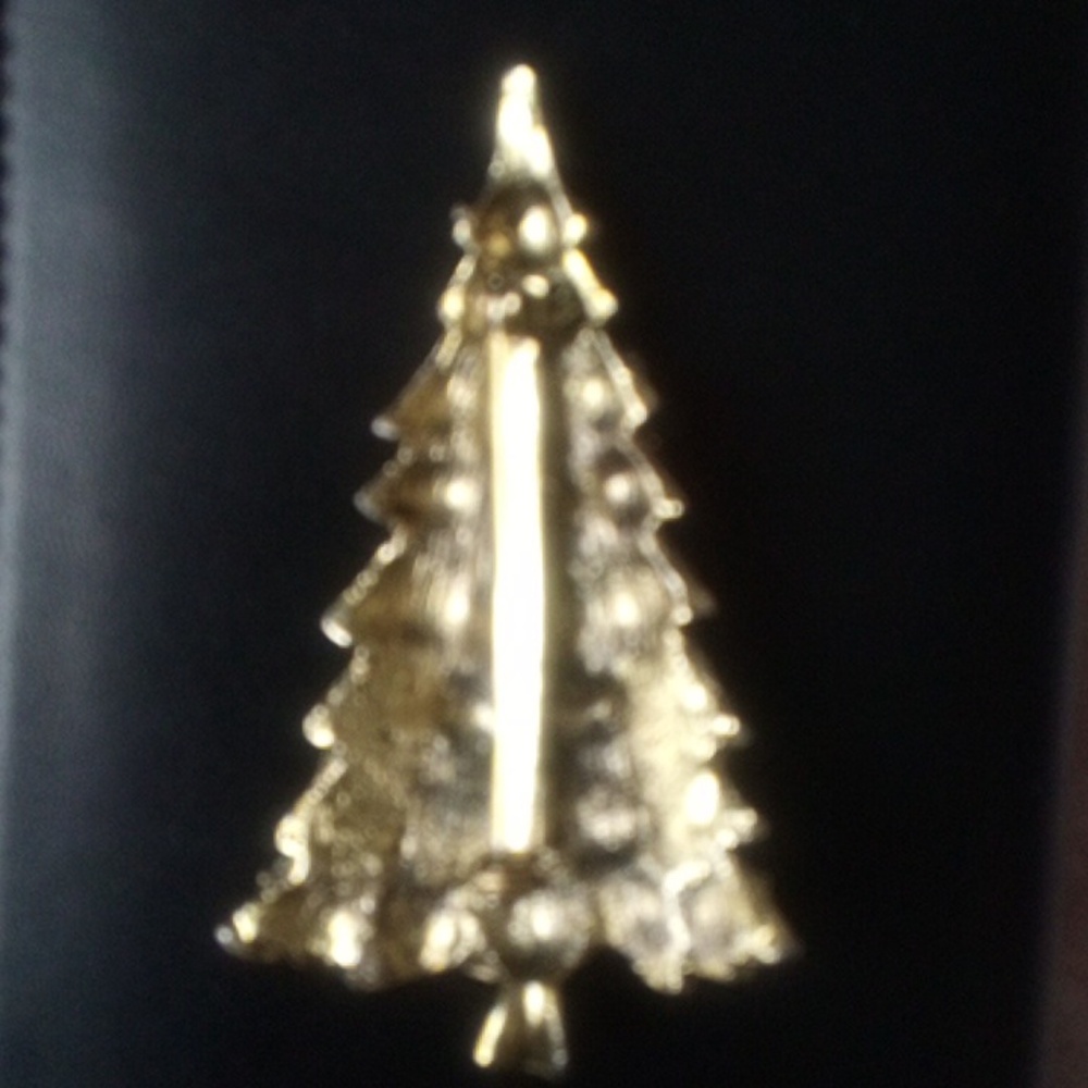 Vintage Gold Christmas Tree Brooch with Multicolor Gems - Picture 2 of 4